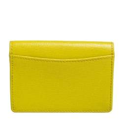 Pre Owned Furla Lime Green Leather Bifold Card Holder
