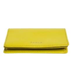 Pre Owned Furla Lime Green Leather Bifold Card Holder