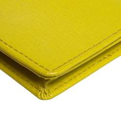 Pre Owned Furla Lime Green Leather Bifold Card Holder