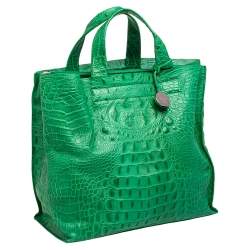 Pre Owned حقيبة يد توتس فورلا ديفايد أيت جلد نقشة التمساح أخضر