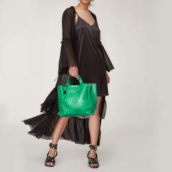 Pre Owned حقيبة يد توتس فورلا ديفايد أيت جلد نقشة التمساح أخضر