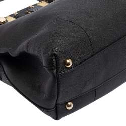 Furla Black/Animal Print Leather Piper Dome Satchel 