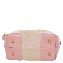 Pre Owned Furla Beige/Pink Logo Canvas And Leather Hobo