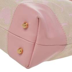 Pre Owned Furla Beige/Pink Logo Canvas And Leather Hobo