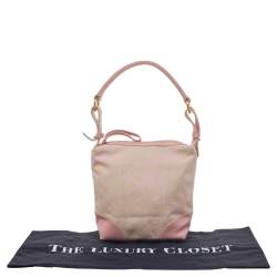 Pre Owned Furla Beige/Pink Logo Canvas And Leather Hobo