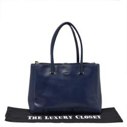 Pre Owned حقيبة يد توتس فورلا لوتس كاريأول جلد أزرق كحلي كبيرة