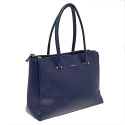 Pre Owned حقيبة يد توتس فورلا لوتس كاريأول جلد أزرق كحلي كبيرة