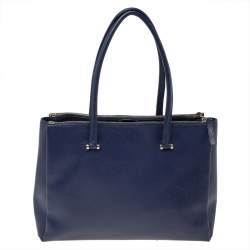 Pre Owned حقيبة يد توتس فورلا لوتس كاريأول جلد أزرق كحلي كبيرة