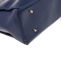 Pre Owned حقيبة يد توتس فورلا لوتس كاريأول جلد أزرق كحلي كبيرة