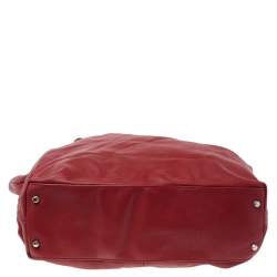 Pre Owned Furla Red Leather Drawstring Tote