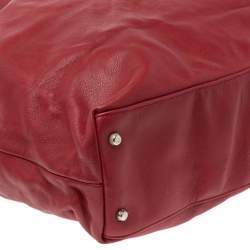 Pre Owned Furla Red Leather Drawstring Tote