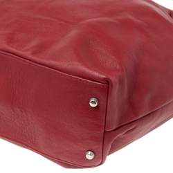 Pre Owned Furla Red Leather Drawstring Tote