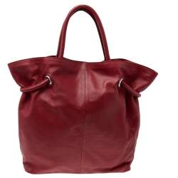 Pre Owned Furla Red Leather Drawstring Tote