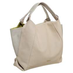 Pre Owned Furla Beige/Light Grey Perforated Leather Hobo