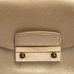 Furla Gold Leather Mini Metropolis Chain Crossbody Bag