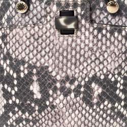 مملوكة مسبقًا Furla Black/White Python Embossed Leather Piper Satchel