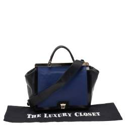 Furla Black/Blue Leather Cortina Top Handle Bag