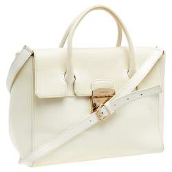 Pre Owned Furla Cream Leather Metropolis Tote