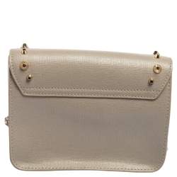 Pre Owned Furla Grey Leather Julia Studded Crossbody Bag