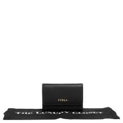 Pre Owned Furla Black Leather Tri Fold Wallet