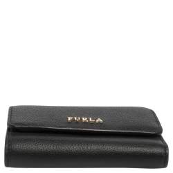Pre Owned Furla Black Leather Tri Fold Wallet