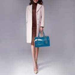 Pre Owned Furla Blue Rubber Medium Candy Satchel