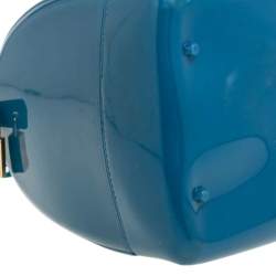 Pre Owned Furla Blue Rubber Medium Candy Satchel