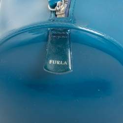 Pre Owned Furla Blue Rubber Medium Candy Satchel