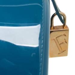 Pre Owned Furla Blue Rubber Medium Candy Satchel