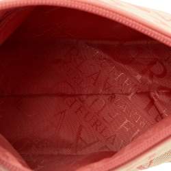 Pre Owned Furla Beige/Pink Signature Canvas Wristlet Clutch
