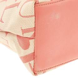 Pre Owned Furla Beige/Pink Signature Canvas Wristlet Clutch
