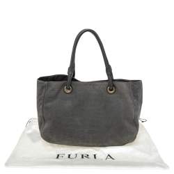 Pre Owned حقيبة يد توتس فورلا جلد نقشة التمساح رصاصية مفتوحة 