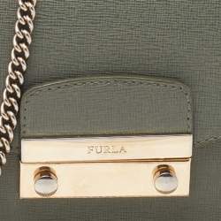 Pre Owned Furla Grey Leather Metropolis Crossbody Bag