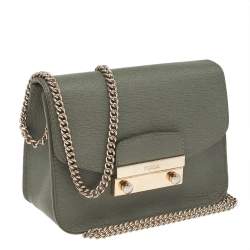 Pre Owned Furla Grey Leather Metropolis Crossbody Bag