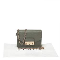 Pre Owned Furla Grey Leather Metropolis Crossbody Bag