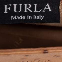Pre Owned Furla Tan Ostrich Embossed Leather Satchel