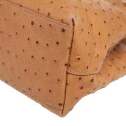 Pre Owned Furla Tan Ostrich Embossed Leather Satchel