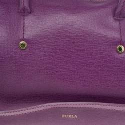 Pre Owned Furla Purple Saffiano Leather Boston Bag