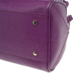 Pre Owned Furla Purple Saffiano Leather Boston Bag