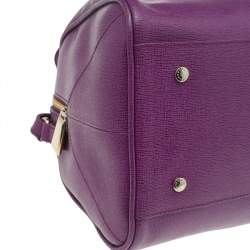 Pre Owned Furla Purple Saffiano Leather Boston Bag
