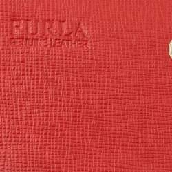 Pre Owned Furla Orange Leather Flap Card Holder