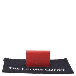 Pre Owned Furla Orange Leather Flap Card Holder