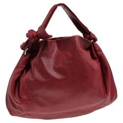 Pre Owned Furla Red Leather Clay Pack Knotted Handle Hobo