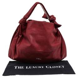 Pre Owned Furla Red Leather Clay Pack Knotted Handle Hobo