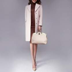 Pre Owned Furla Pink/White Leather Piper Cartella Top Handle Bag