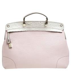 Pre Owned Furla Pink/White Leather Piper Cartella Top Handle Bag