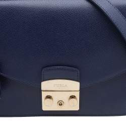 Pre Owned Furla Blue Leather Metropolis Shoulder Bag