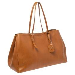 Pre Owned Furla Brown Perforated Leather Tote