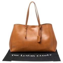 Pre Owned Furla Brown Perforated Leather Tote