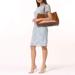 Pre Owned Furla Brown Perforated Leather Tote